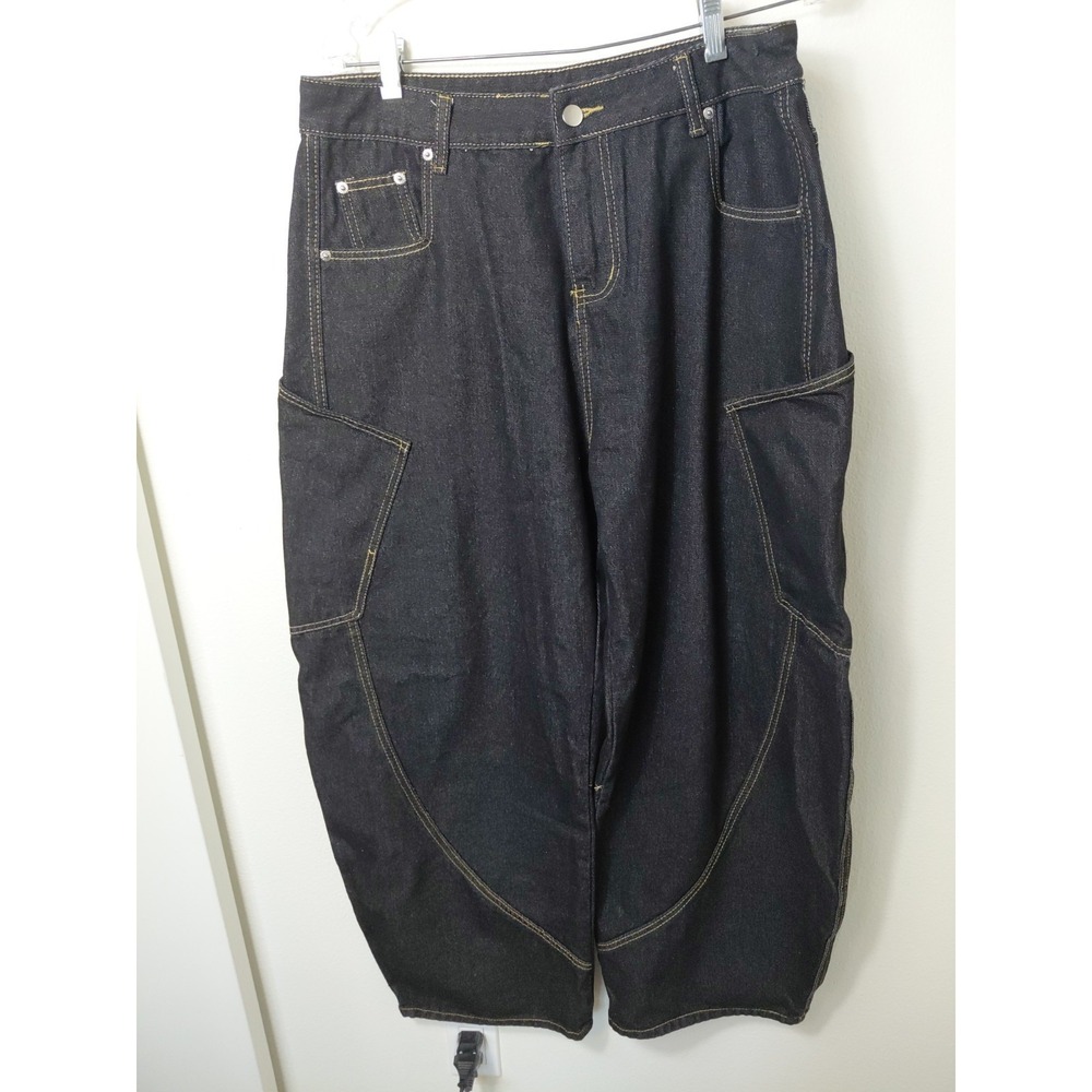 Supper Baggy Black Jeans Sz Large Skater Street Wear Grunge Y2k